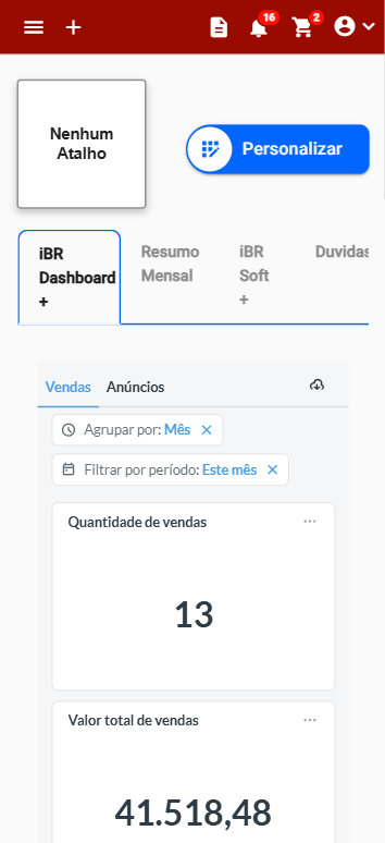 Versão do acesso ao IBR Web para celular
